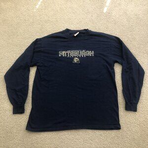 Champion University of Pittsburg Panthers UPitt Long Sleeve T-Shirt Large Navy